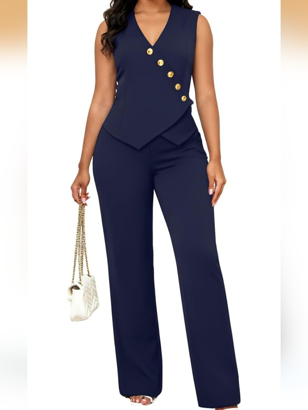 NWT Ophestin Pant Suits for Women 2 Piece Set Sleeveless Blazer Vest Set